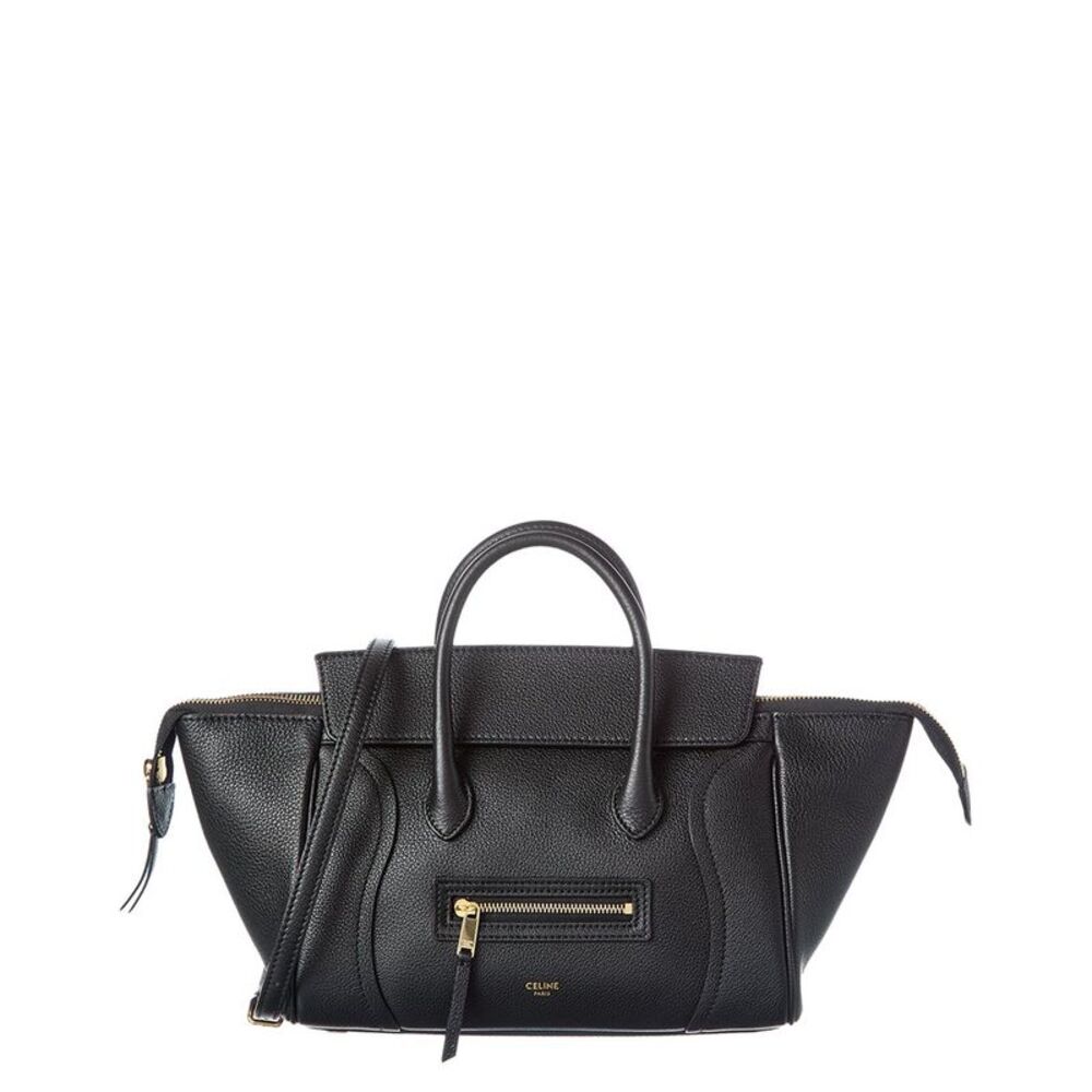 Celine Leather Tote, Black